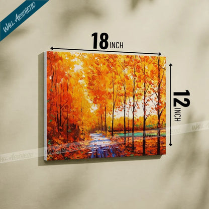 The Golden Pathway in Autumn Canvas Art – Aesthetic Art - Wall Aesthetic