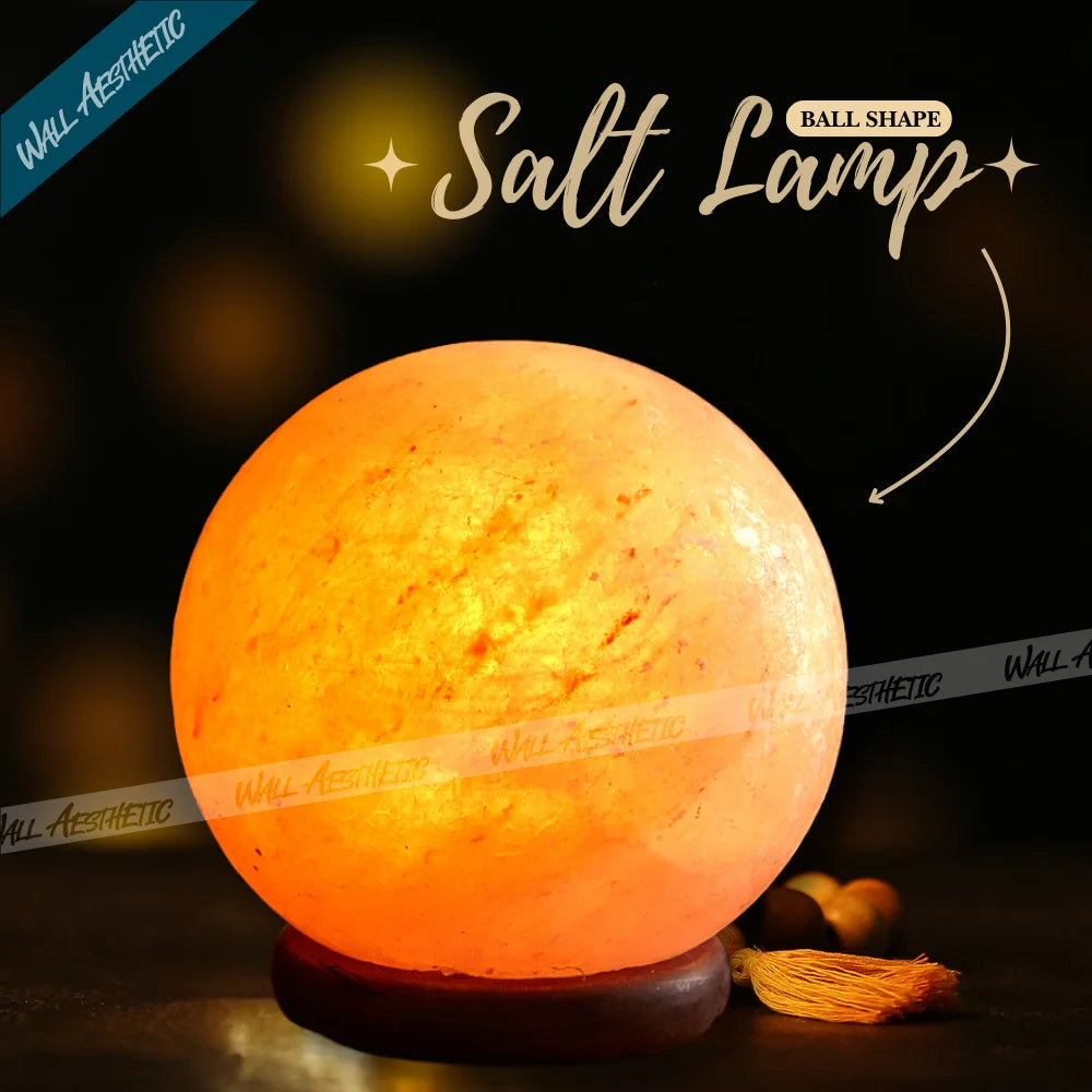 Himalayan Ball Shape 7 Color Changing Salt Lamp - Crafted Salt Lamp - Wall Aesthetic