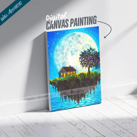 Moonlight Haven | Floating Escape Canvas Art - Aesthetic Art - Wall Aesthetic