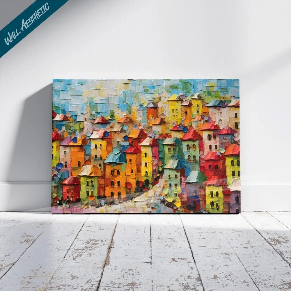 Vibrant Cityscape - A Canvas of Color and Life - Aesthetic Art - Wall Aesthetic