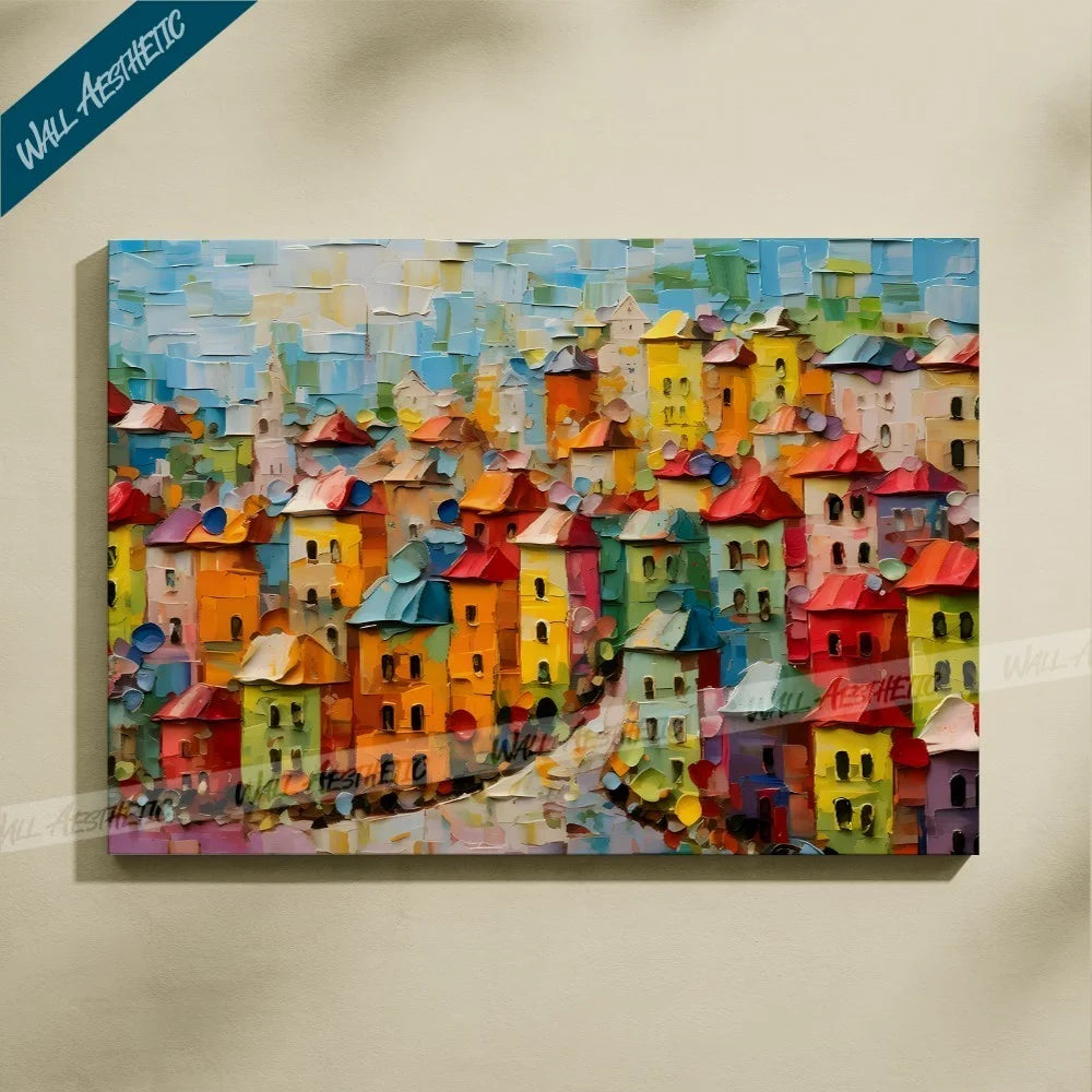 Vibrant Cityscape - A Canvas of Color and Life - Aesthetic Art - Wall Aesthetic