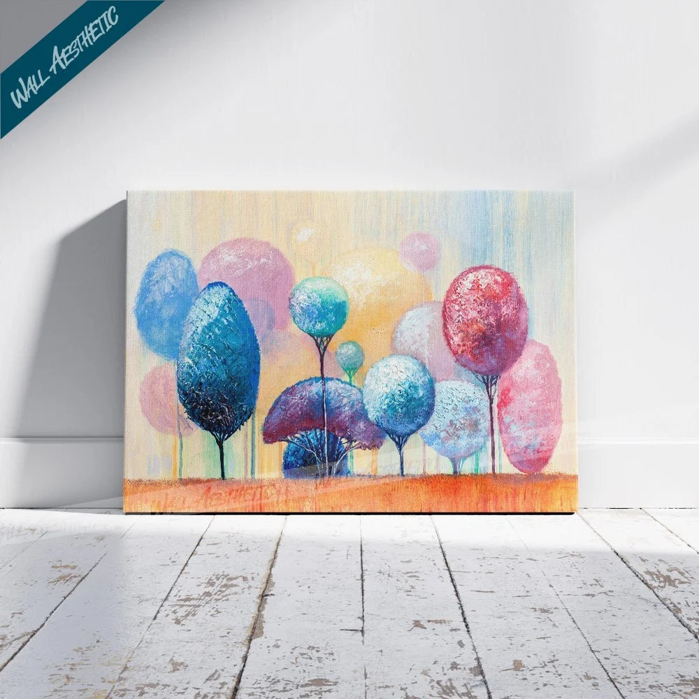 Pastel Dreamscape Trees – Aesthetic Art - Wall Aesthetic