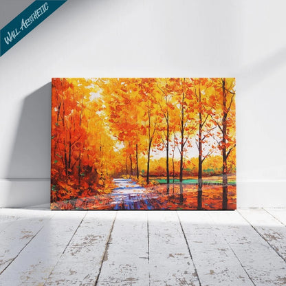 The Golden Pathway in Autumn Canvas Art – Aesthetic Art - Wall Aesthetic