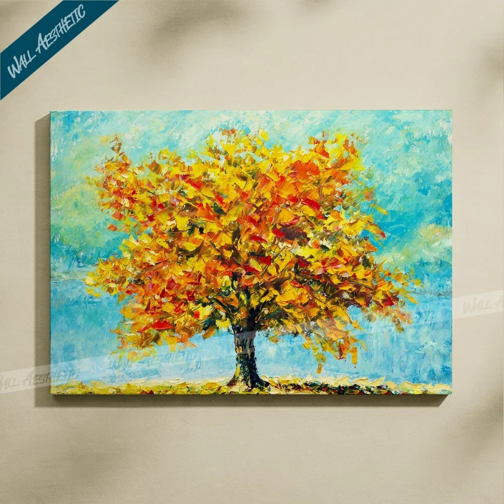 Golden Autumn Tree – Aesthetic Art - Wall Aesthetic