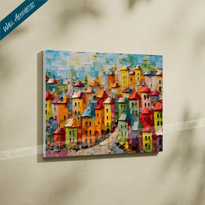 Vibrant Cityscape - A Canvas of Color and Life - Aesthetic Art - Wall Aesthetic