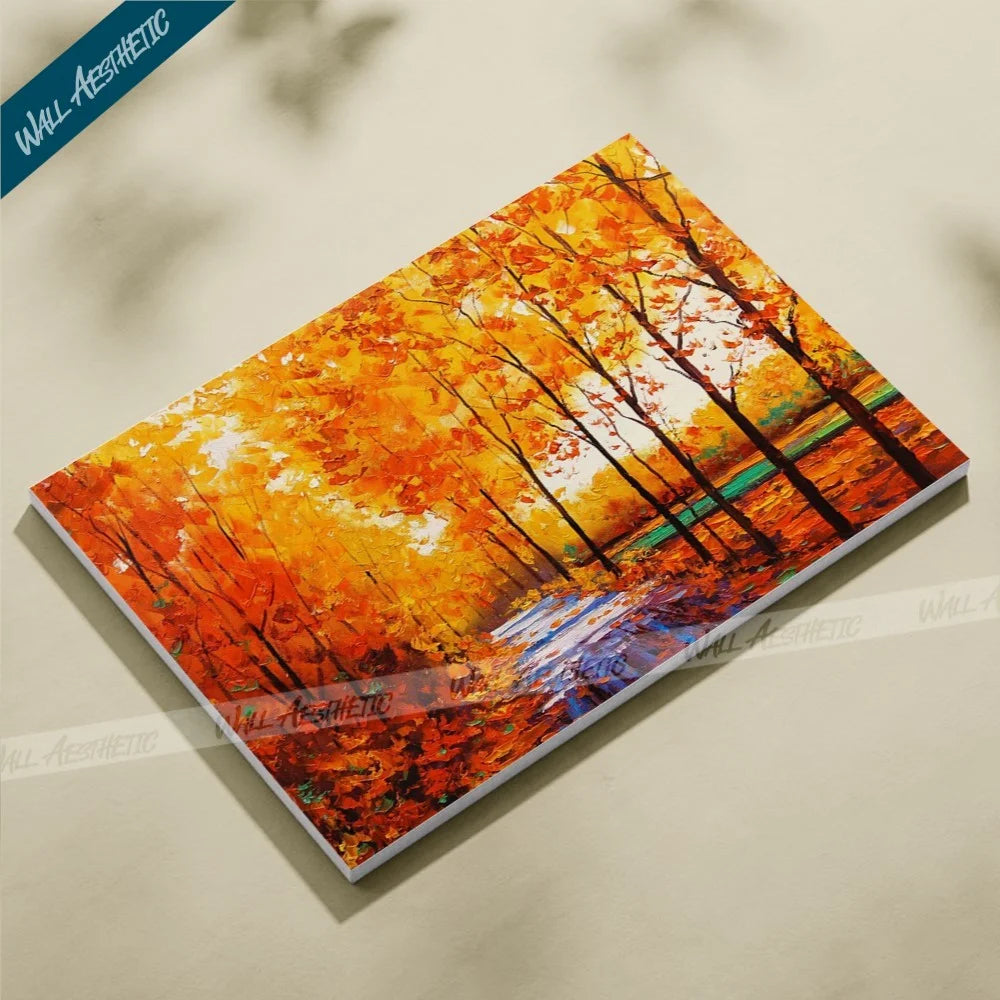 The Golden Pathway in Autumn Canvas Art – Aesthetic Art - Wall Aesthetic