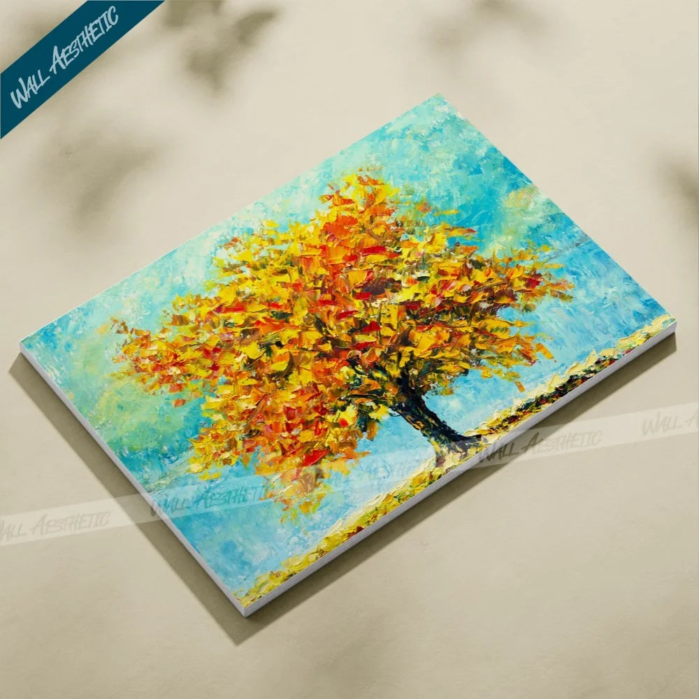 Golden Autumn Tree – Aesthetic Art - Wall Aesthetic