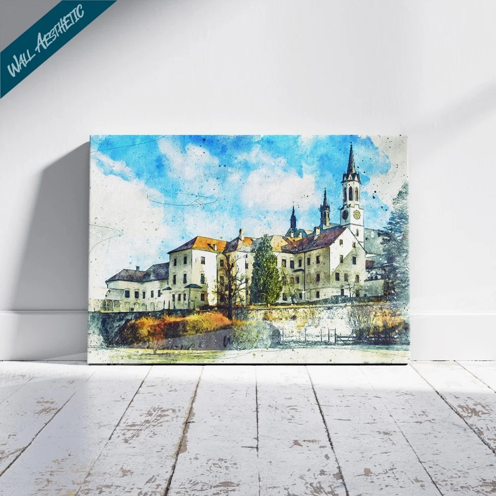 Beautiful Village in the Blue Sky – Aesthetic Art - Wall Aesthetic