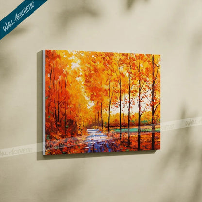 The Golden Pathway in Autumn Canvas Art – Aesthetic Art - Wall Aesthetic