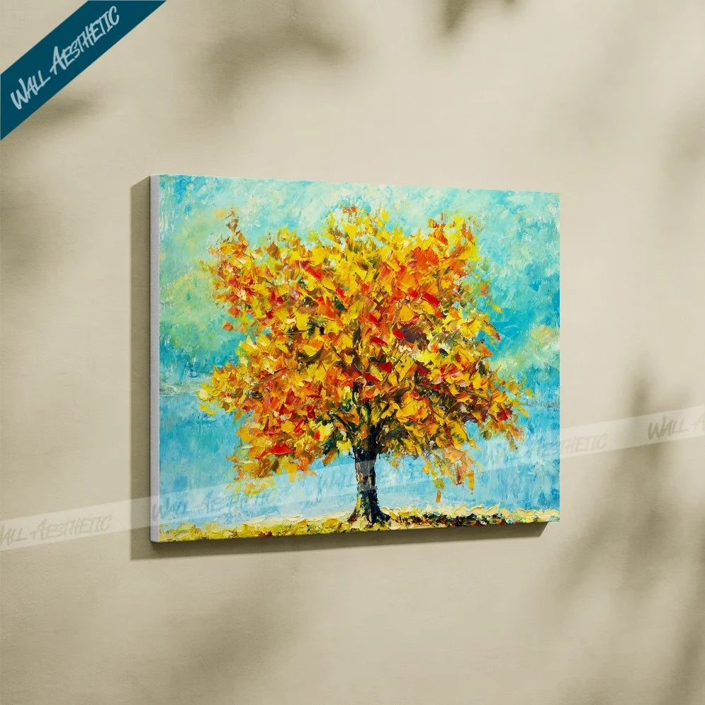 Golden Autumn Tree – Aesthetic Art - Wall Aesthetic