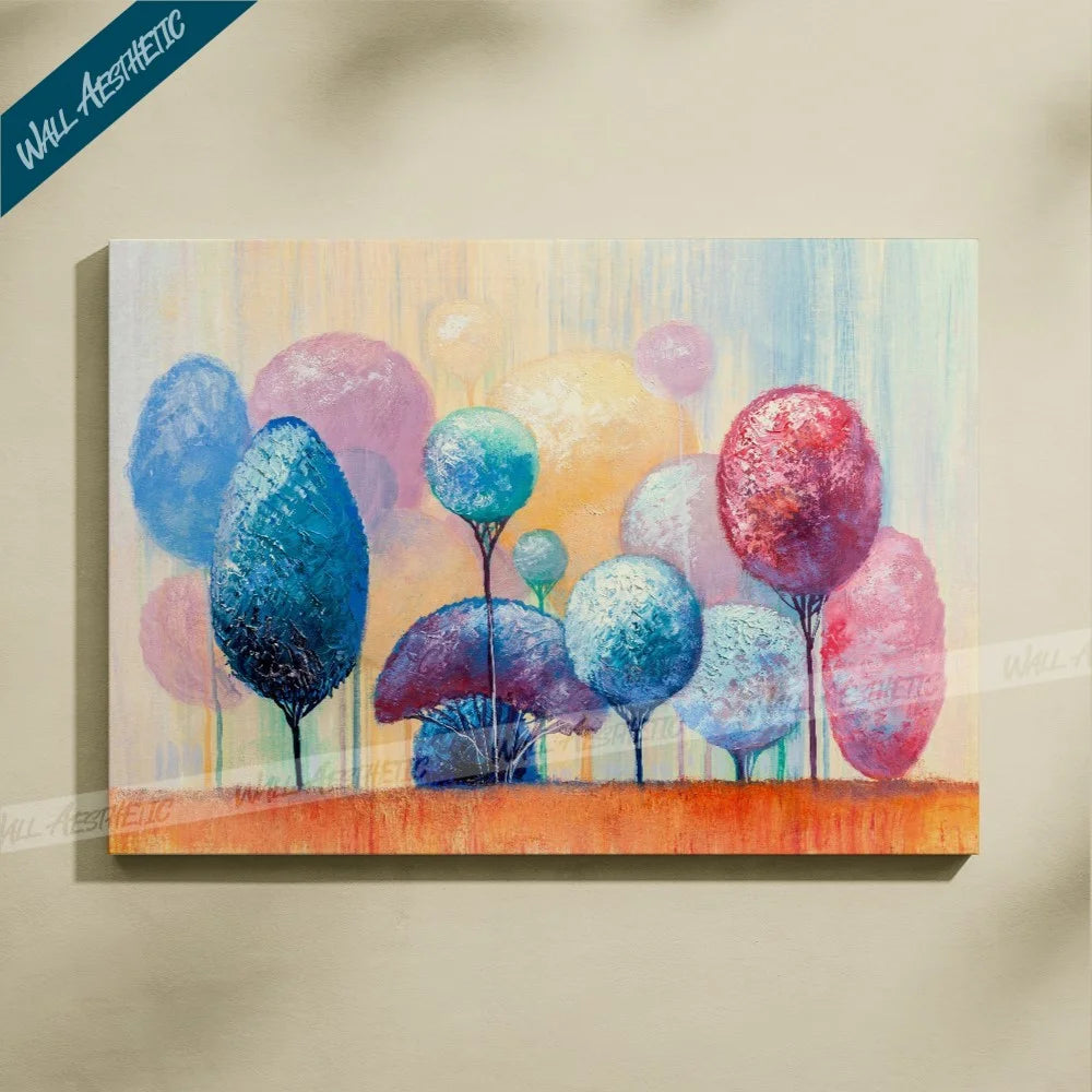 Pastel Dreamscape Trees – Aesthetic Art - Wall Aesthetic